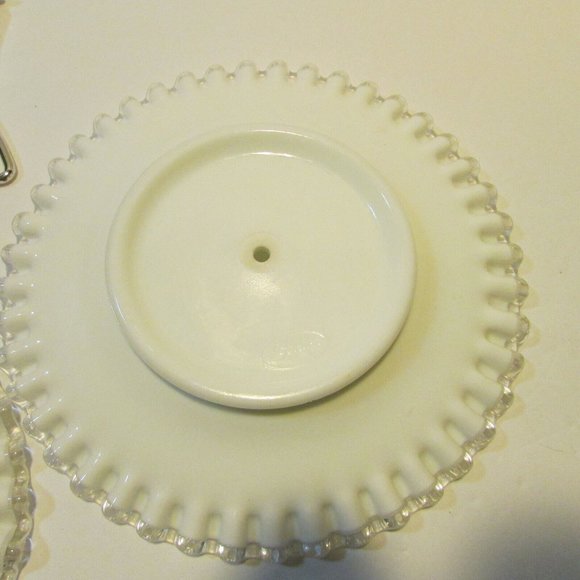 Fenton silver crest tidbit tray white with clear trim 2 tier serving plate - Picture 11 of 12